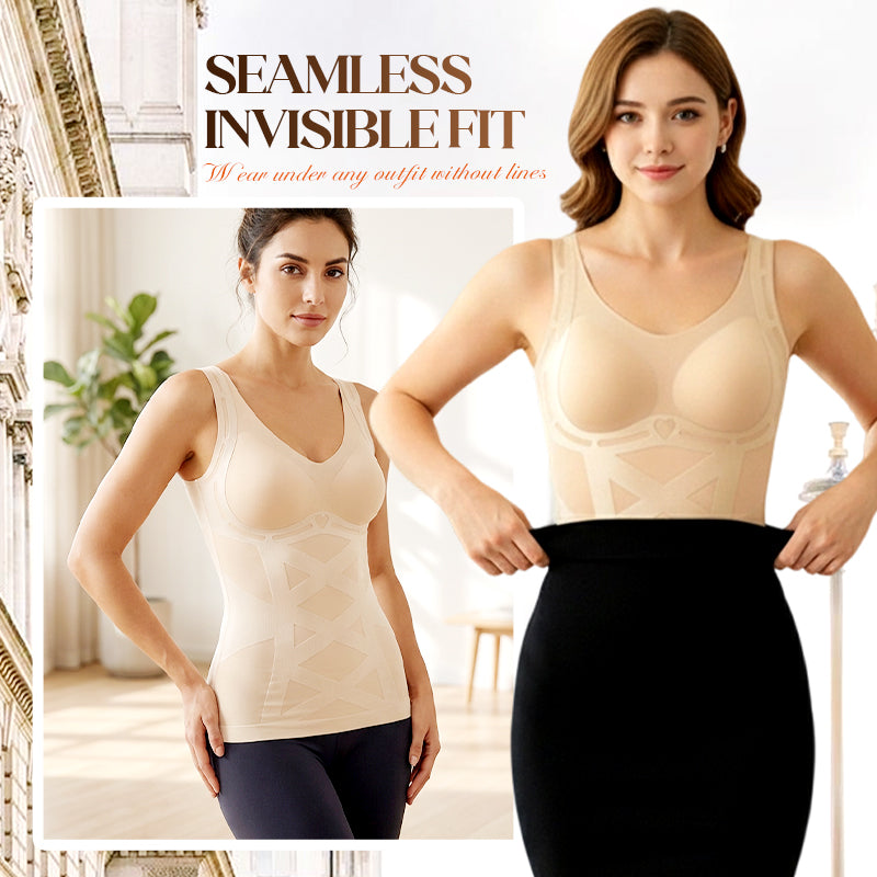 💃 50% DE RÉDUCTION ! ✨ Camisole Gainante Seamless avec Soutien-gorge Intégré – Tissage 3D, Maintien Confortable & Invisible sous les Vêtements 💗