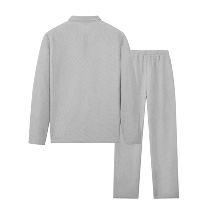 📢📢60 % de réduction !! ⏰Ensemble sweat-shirt en maille gaufrée et pantalon droit pour homme