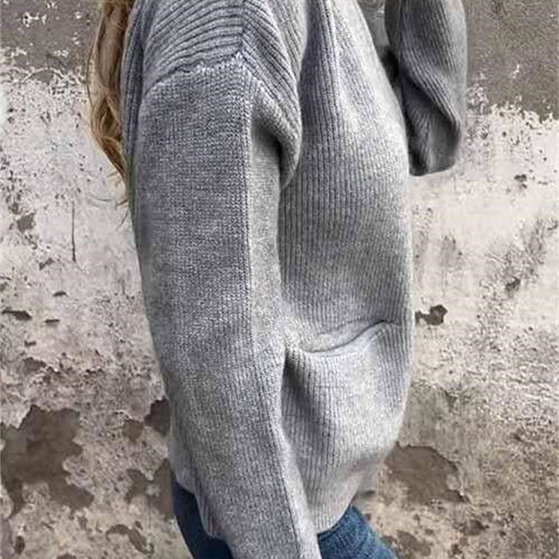 Veste tricotée confortable à fermeture éclair pour femmes
