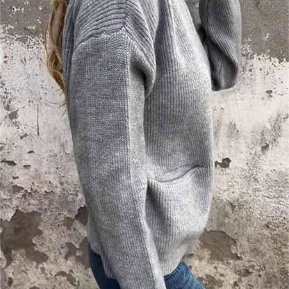Veste tricotée confortable à fermeture éclair pour femmes