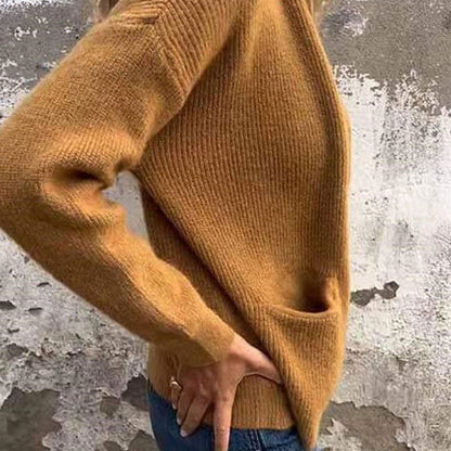 Veste tricotée confortable à fermeture éclair pour femmes
