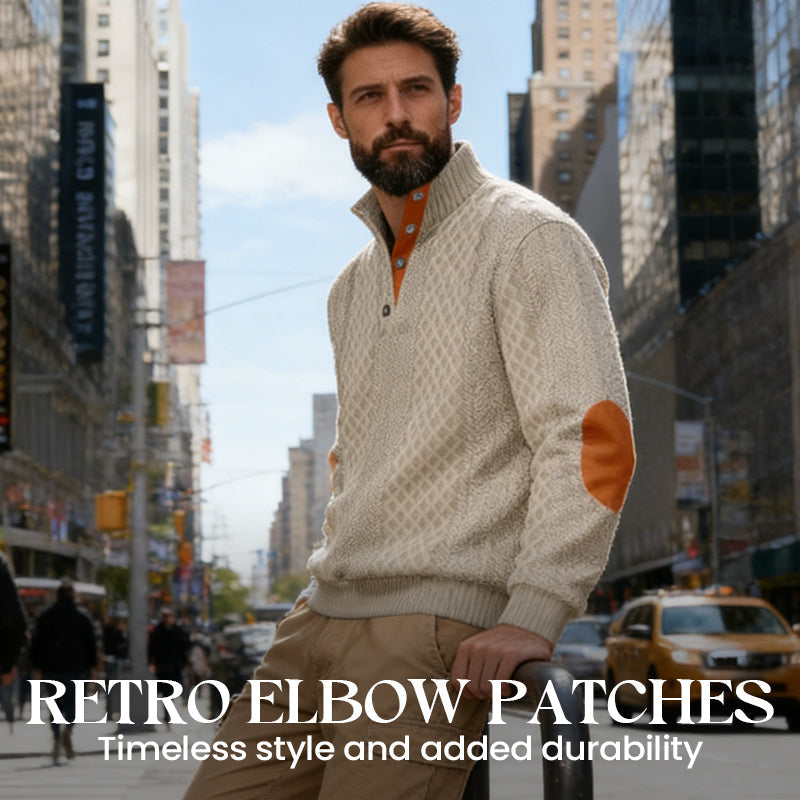 Sweat-shirt à col en jacquard texturé pour homme