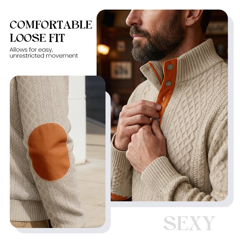 Sweat-shirt à col en jacquard texturé pour homme