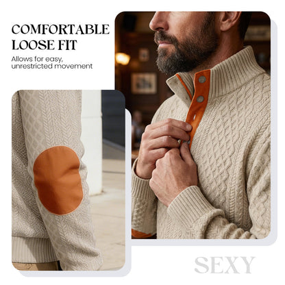 Sweat-shirt à col en jacquard texturé pour homme