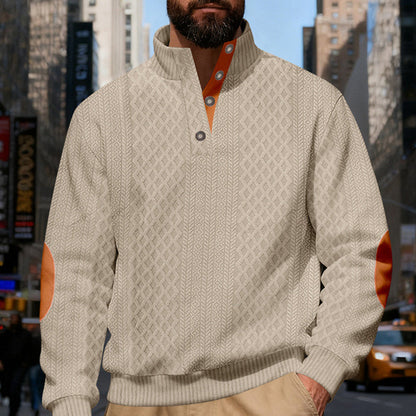 Sweat-shirt à col en jacquard texturé pour homme