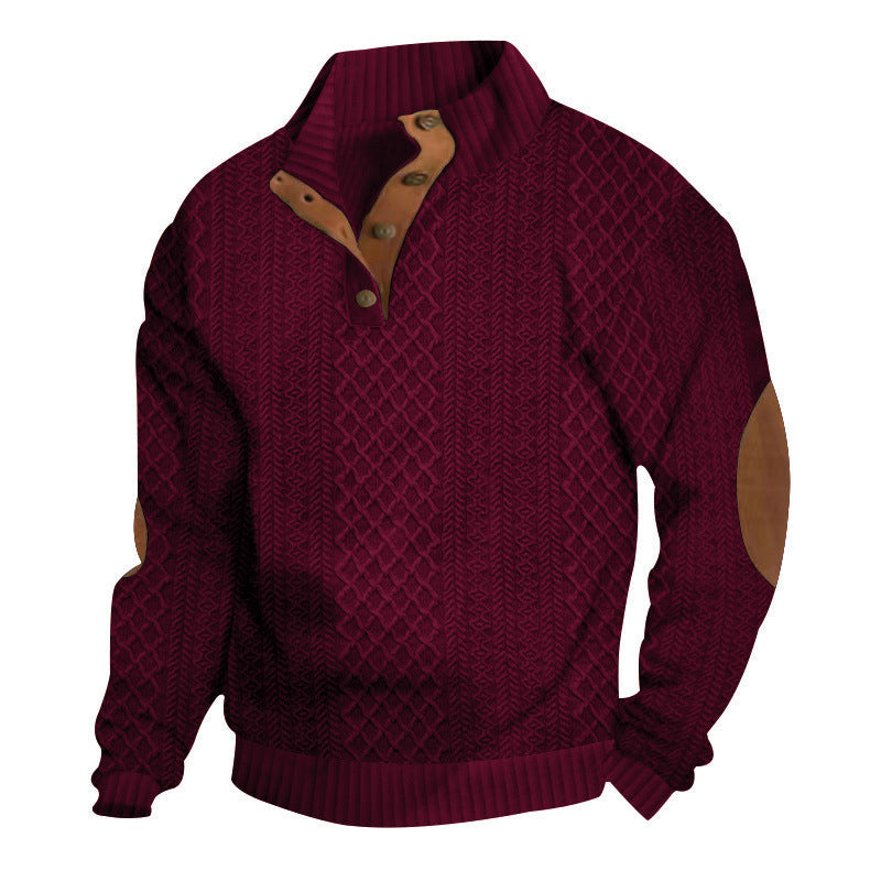 Sweat-shirt à col en jacquard texturé pour homme