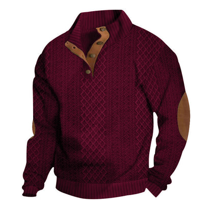 Sweat-shirt à col en jacquard texturé pour homme