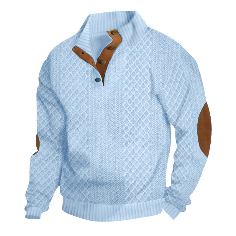 Sweat-shirt à col en jacquard texturé pour homme