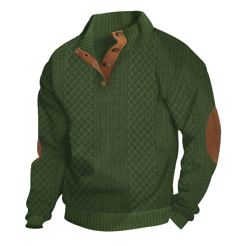 Sweat-shirt à col en jacquard texturé pour homme