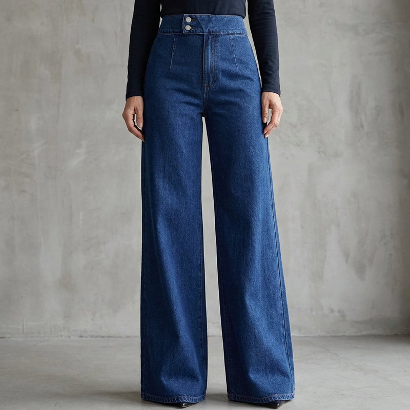 📢📢60 % de réduction !! ⏰Jean taille haute à jambes larges pour femme