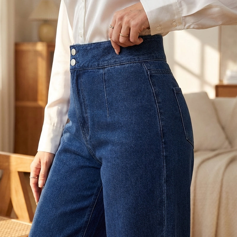 📢📢60 % de réduction !! ⏰Jean taille haute à jambes larges pour femme