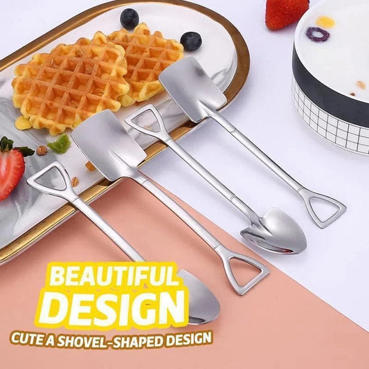 💎 50% DE RÉDUCTION ! 💎 Cuillères Créatives pour Dessert (4PCS) – Acier Inoxydable 304, Design Mignon en Forme de Pelle & Idéales pour Glaces, Fruits et Cadeaux