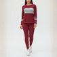 Ensemble 2 pièces pour femme : haut à col rond et pantalon color block