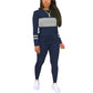 Ensemble 2 pièces pour femme : haut à col rond et pantalon color block