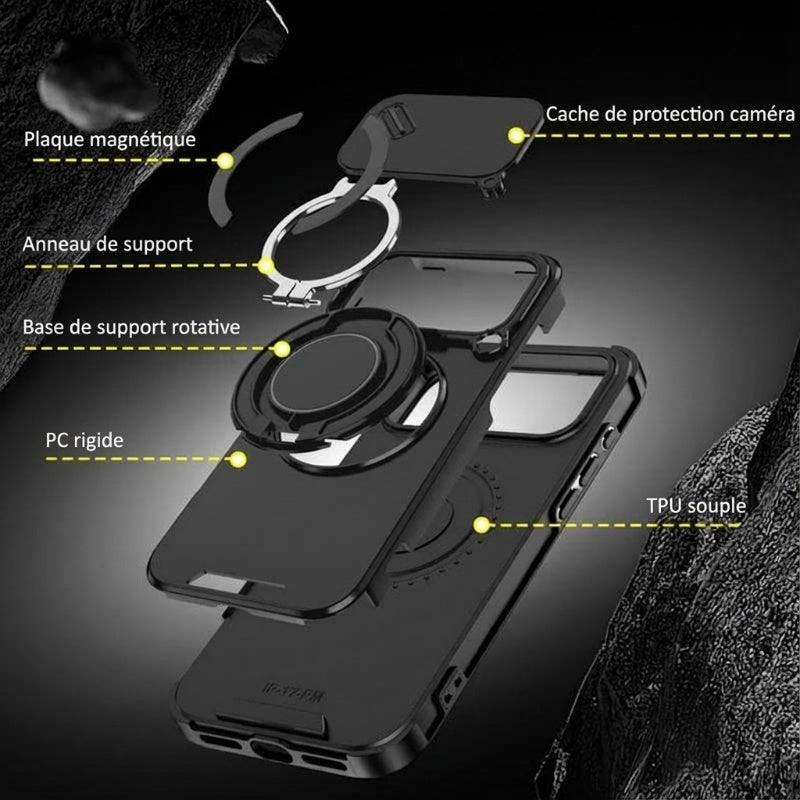 🔥 DERNIER JOUR DE PROMOTION - 50 % DE RÉDUCTION 🔥 Coque magnétique pour téléphone avec support anneau pour iPhone