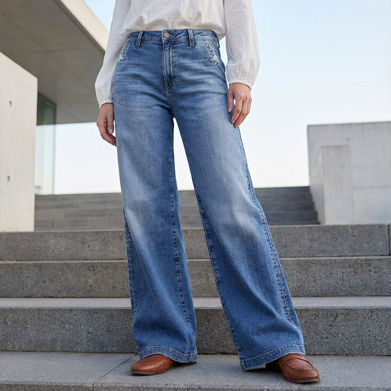 👖50 % de réduction✨ Jean vintage taille haute à jambes larges pour femme