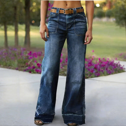 🎉👖50% de réduction ! Jean évasé rétro pour femme – Coupe flatteuse, poches généreuses et denim stretch ultra-confortable