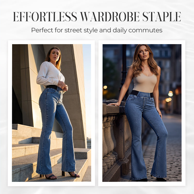 💎 50% DE RÉDUCTION ! 💎 Jean Évasé Taille Haute pour Femme – Denim Stretch, Silhouette Allongée & Confort Absolu 👖💙