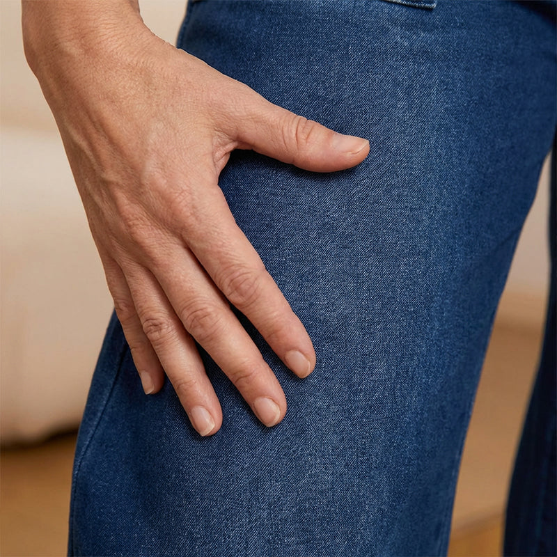 ✨Jean denim à taille élastiquée et jambes larges pour femme