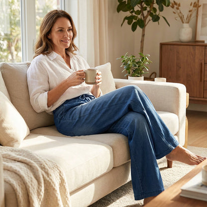 ✨Jean denim à taille élastiquée et jambes larges pour femme