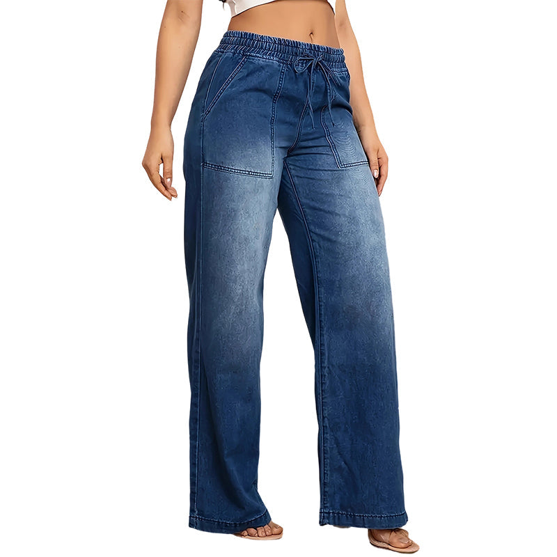 ✨Jean denim à taille élastiquée et jambes larges pour femme