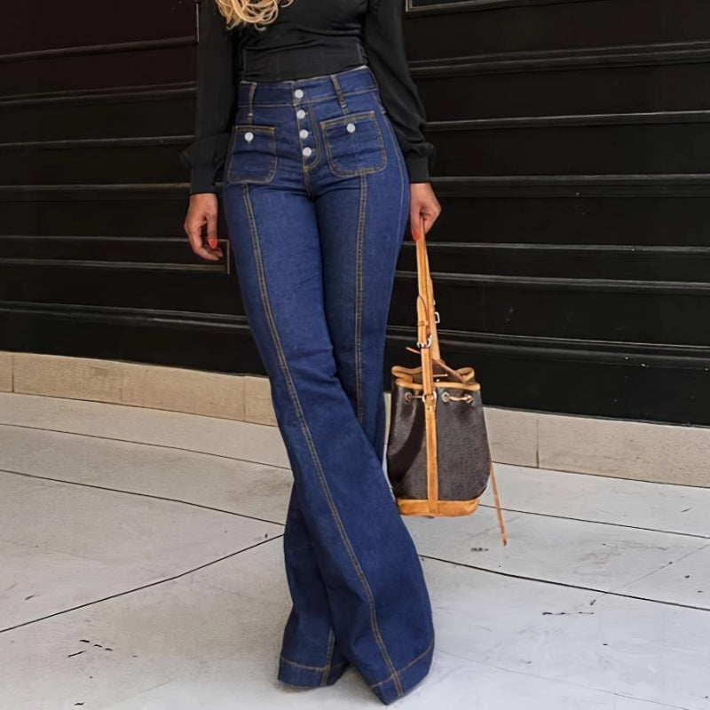 📢📢60 % de réduction !! ⏰Jean évasé taille haute tendance pour femme