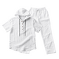 Ensemble deux pièces en lin pour homme : chemise Henley à capuche et pantalon