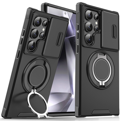 💎 50% DE RÉDUCTION ! 💎 Étui Magnétique Samsung avec Support Rotatif 360° & Couvercle Coulissant pour Appareil Photo – Protection Totale + Béquille Intégrée 📱