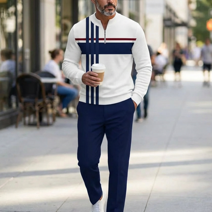 🌿👬Ensemble pour homme avec imprimé graphique, pull et pantalon
