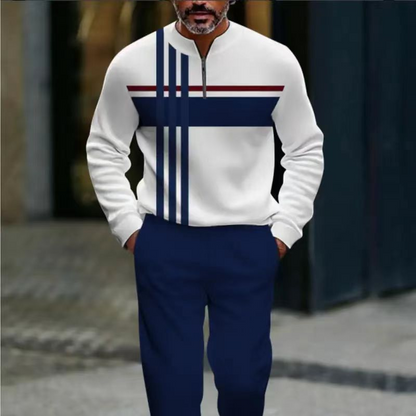 🌿👬Ensemble pour homme avec imprimé graphique, pull et pantalon