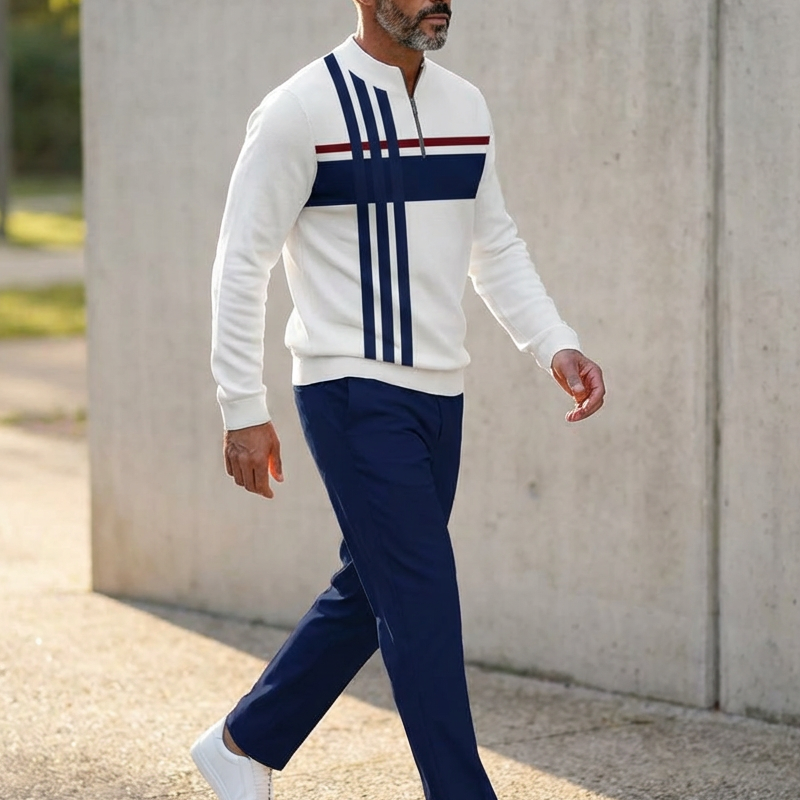 🌿👬Ensemble pour homme avec imprimé graphique, pull et pantalon