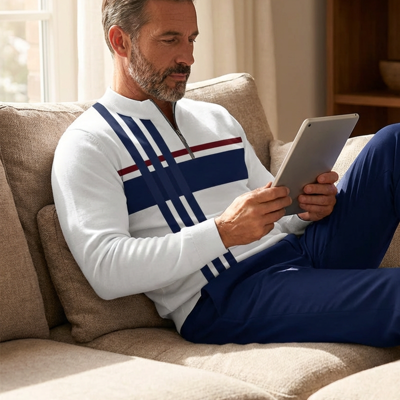 🌿👬Ensemble pour homme avec imprimé graphique, pull et pantalon