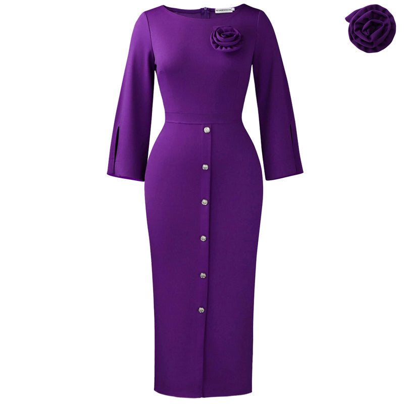 Élégante robe moulante à col rond