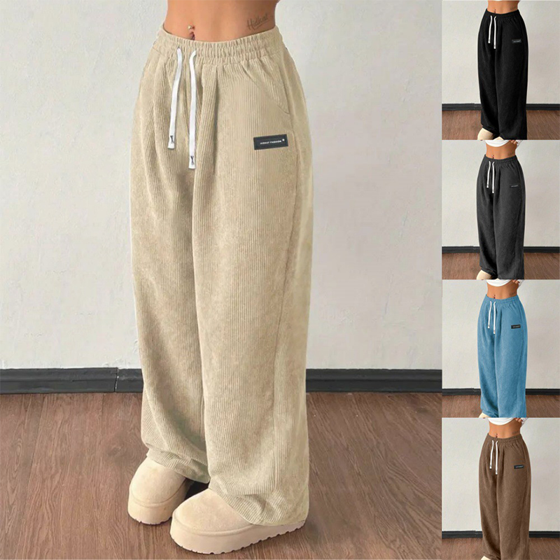 ✨💓Pantalon large en velours côtelé pour femme avec cordon de serrage🔥