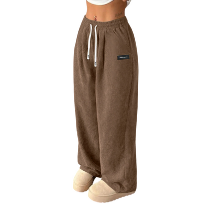 ✨💓Pantalon large en velours côtelé pour femme avec cordon de serrage🔥