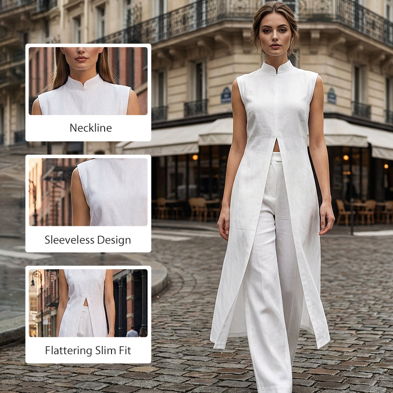 📢📢60 % de réduction !! ⏰Ensemble 2 pièces haut et pantalon fendus asymétriques