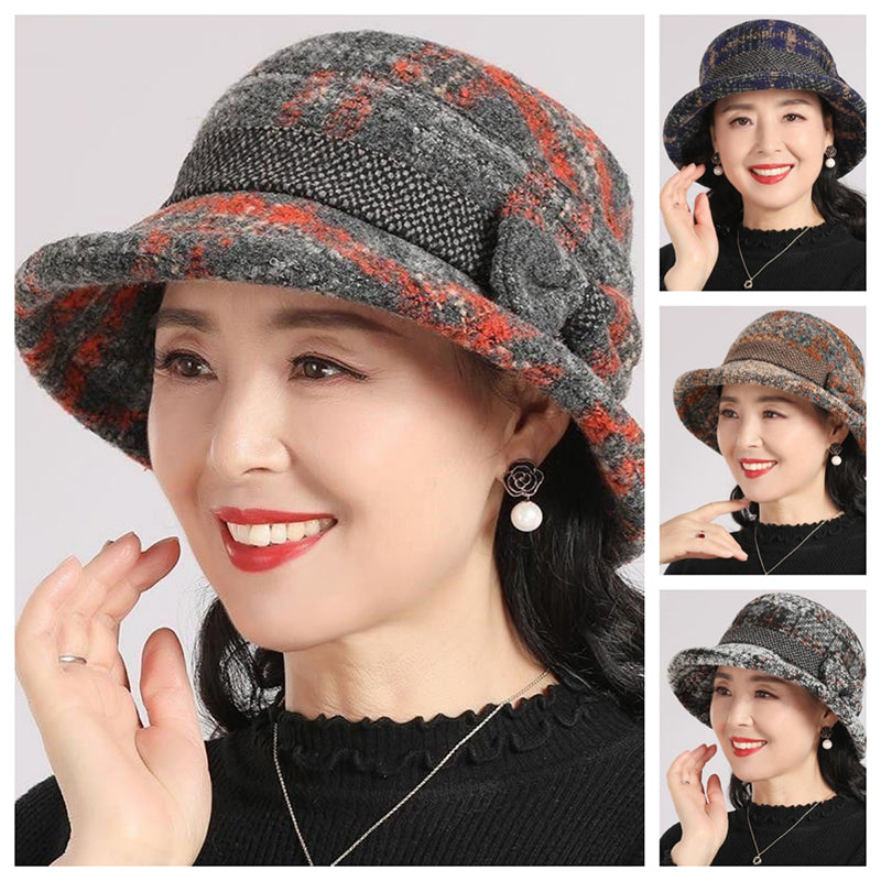 📢📢60 % de réduction !! ⏰Chapeau cloche vintage à carreaux en fausse laine pour femme
