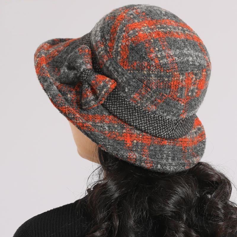 📢📢60 % de réduction !! ⏰Chapeau cloche vintage à carreaux en fausse laine pour femme