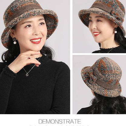 📢📢60 % de réduction !! ⏰Chapeau cloche vintage à carreaux en fausse laine pour femme