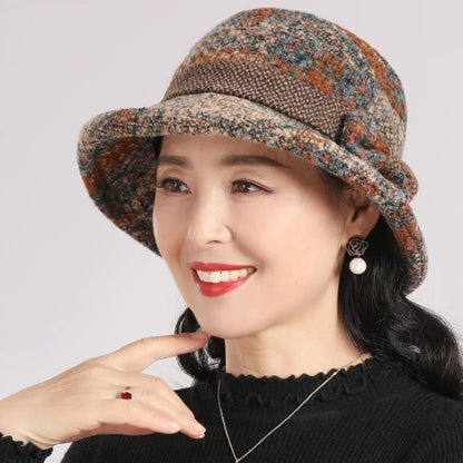 📢📢60 % de réduction !! ⏰Chapeau cloche vintage à carreaux en fausse laine pour femme