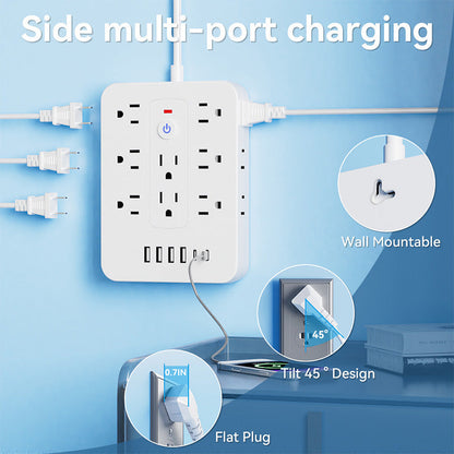 Multiprise 20 en 1 avec protection contre les surcharge