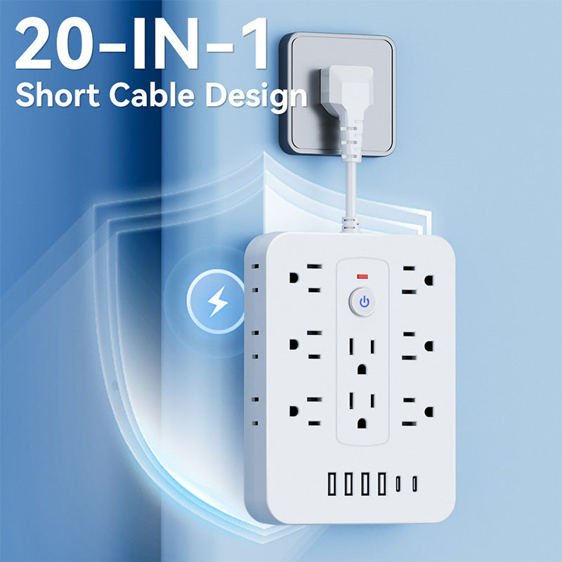 Multiprise 20 en 1 avec protection contre les surcharge