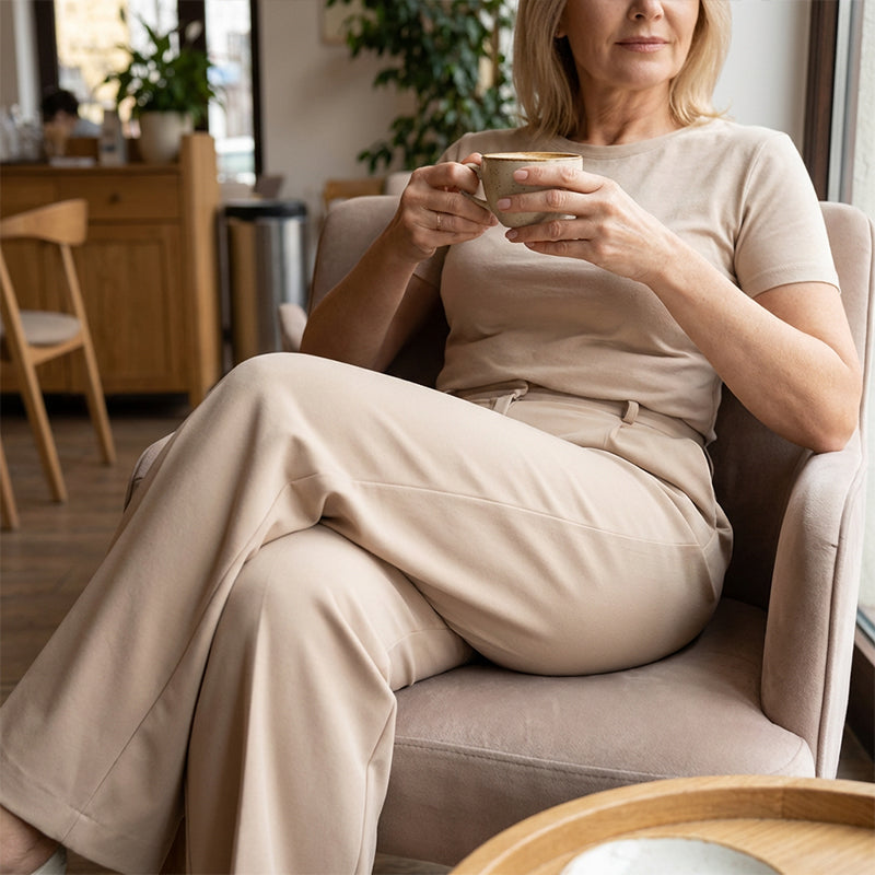 🌸DERNIER JOUR DE L'OFFRE SPÉCIALE - 60 % DE RÉDUCTION💕Pantalon taille haute à jambes larges pour femme, couleur unie
