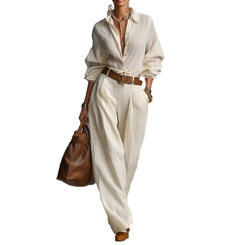 👖 Du Bureau au Café | Ensemble Chemise Large & Pantalon Palazzo 💼【Promo -60%】