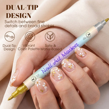 💅✨ PROMO FLASH -50% ! Stylos Marqueurs Nail Art Double Pointe – 12/24 Couleurs, Séchage Rapide, Sans Lampe UV, Formule à Base d'Eau, Idéal Débutantes & Pros 🎨
