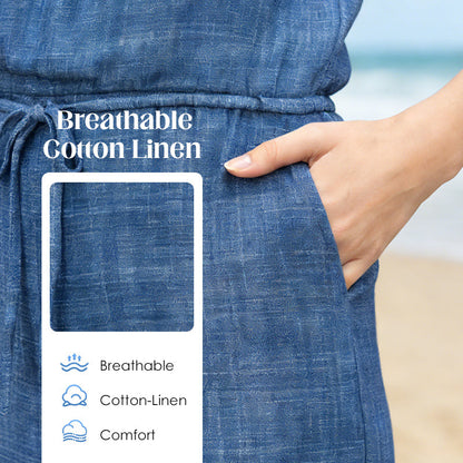 Combinaison d'été sans manches à cordon coulissant à la taille pour femme