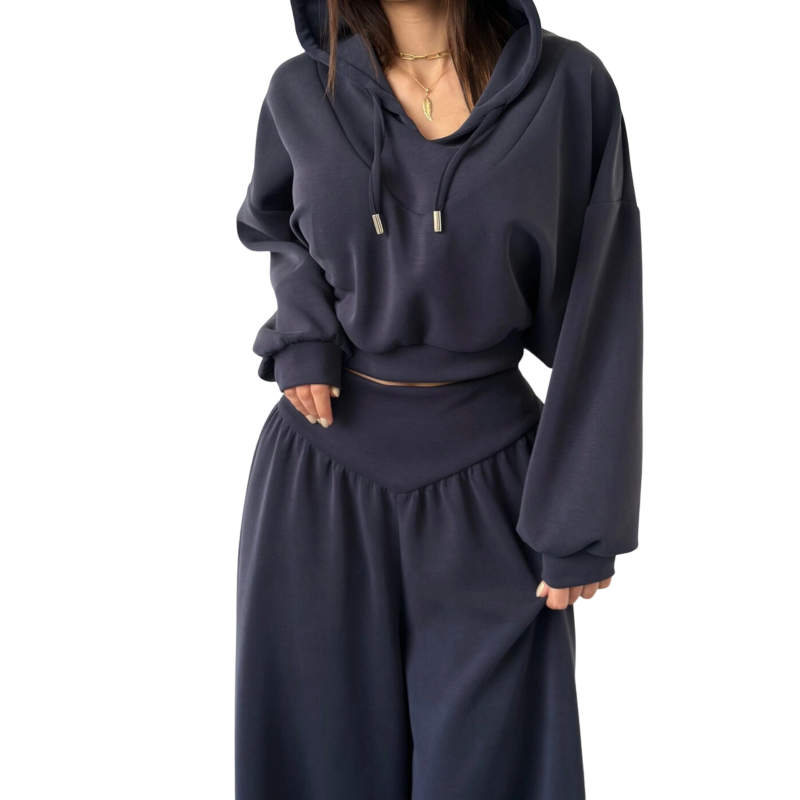 📢📢60 % de réduction !! ⏰Ensemble sweat à capuche court et pantalon large pour femme