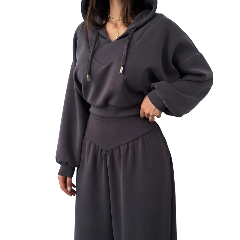 📢📢60 % de réduction !! ⏰Ensemble sweat à capuche court et pantalon large pour femme