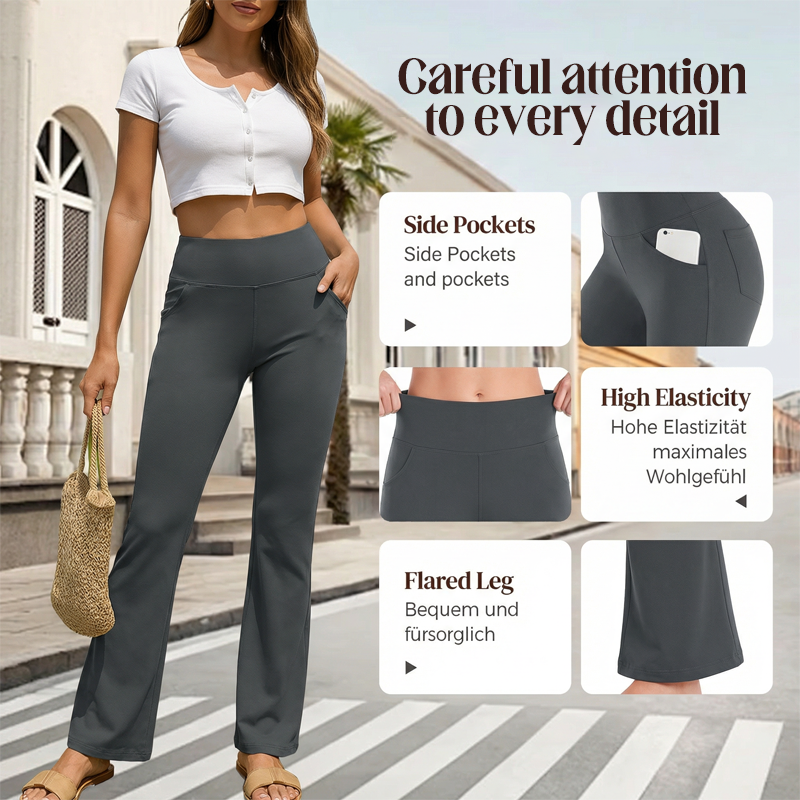 🔥Nouveauté 2026 — 60 % DE RÉDUCTION ! ✨ Pantalon évasé stretch taille haute pour femme — Design gainant, longueur ajustable ! 👖💫