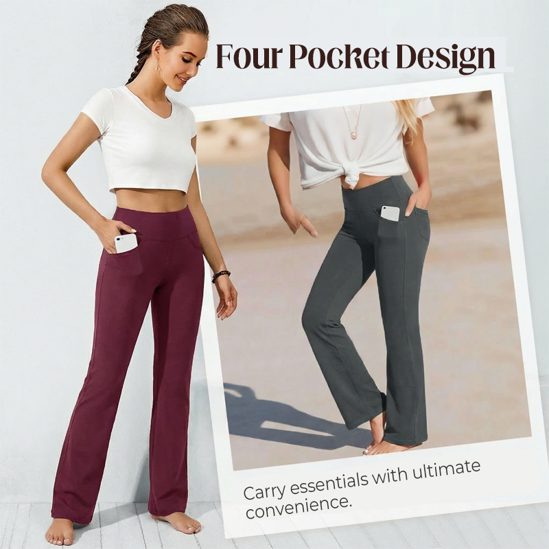 🔥Nouveauté 2026 — 60 % DE RÉDUCTION ! ✨ Pantalon évasé stretch taille haute pour femme — Design gainant, longueur ajustable ! 👖💫
